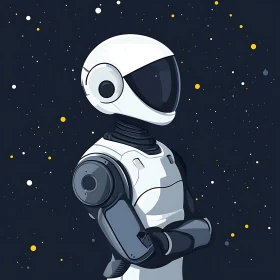 Stylized Robot in Starry Cosmos