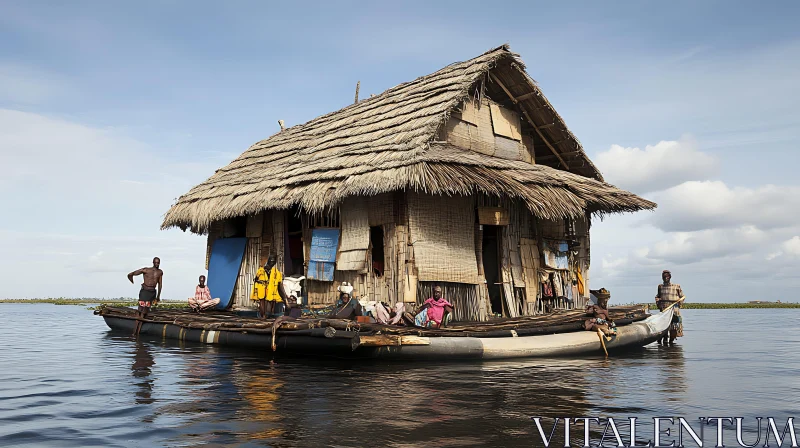 AI ART Houseboat in the Village
