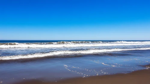Peaceful Seascape with Waves and Sky