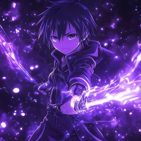 Purple Sword-Wielding Anime Hero