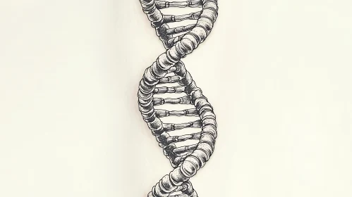 Monochrome DNA Double Helix Illustration