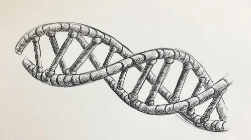 Monochrome DNA Helix Illustration