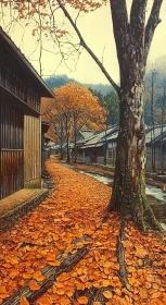 Tranquil Autumn in a Japanese Village