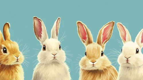 Whimsical Bunnies on Blue