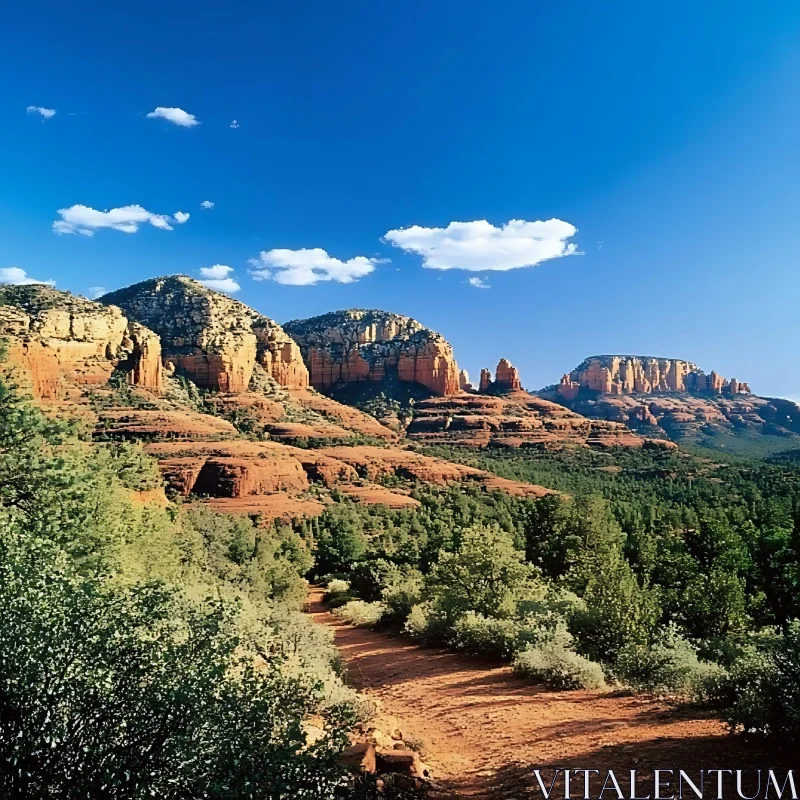 Scenic Mountain View with Red Rock Formations