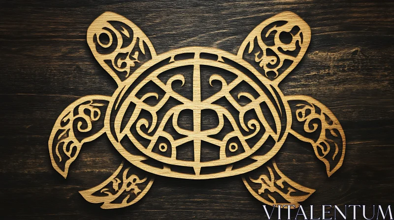 Ornate Turtle Woodwork Art Piece