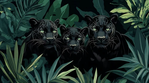 Panthers among Tropical Leaves