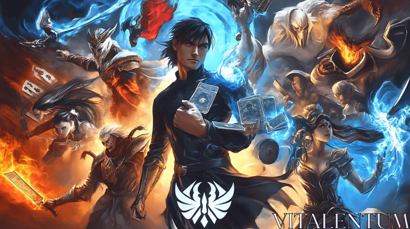 Clash of Heroes: A Fantasy Art Piece AI Image