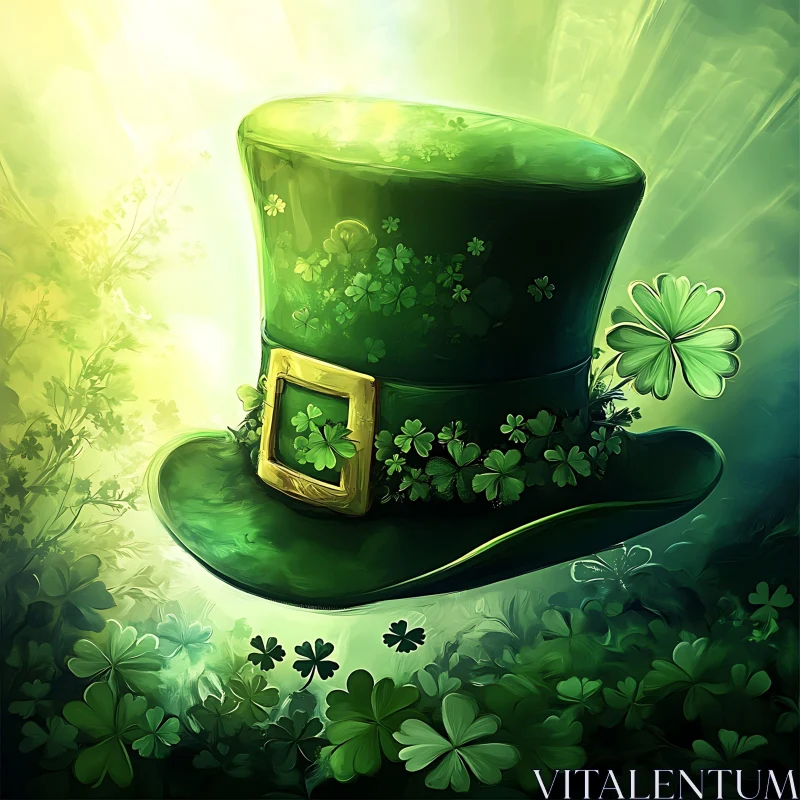 AI ART Lucky Green Hat with Shamrocks