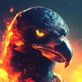 Fiery Eagle Head Close-Up