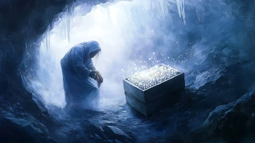 Icy Cave and Glowing Treasure Chest