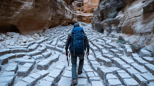 Man Hiking in Stone Canyon