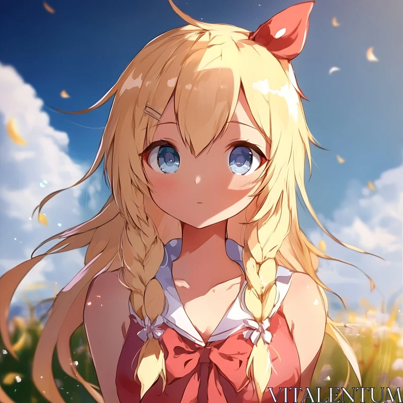 Anime Girl with Blue Eyes and Braids