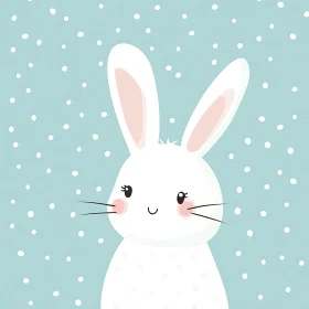 Cartoon Illustration of Cute White Bunny