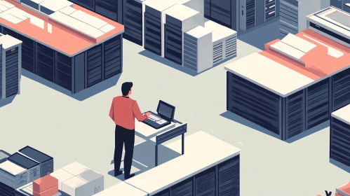 Man working in Data Center