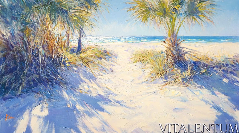 Seaside Palms and Sandy Path Art