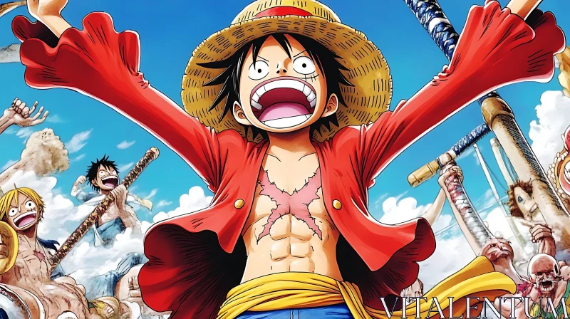 Iconic Anime Crew in Action-Packed Adventure Scene