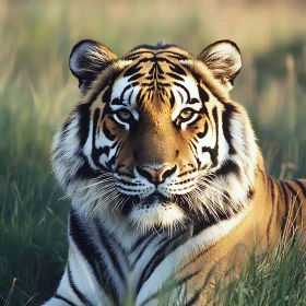 Portrait of Tiger in the Grass