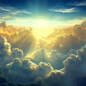 Heavenly Sky with Golden Beams