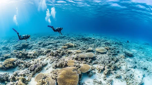Scuba Divers in a Coral Reef