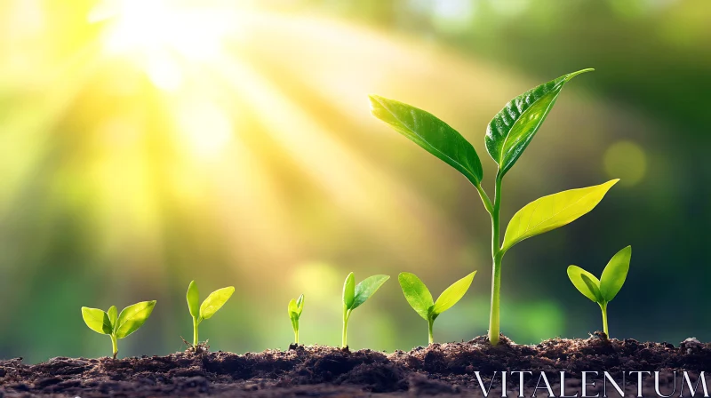 Young Plants Sprouting in Soil