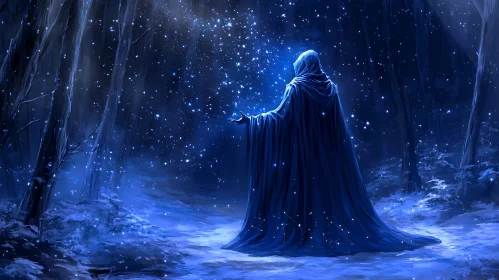Mystical Night in the Starry Forest