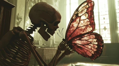 Memento Mori: Skeleton with Butterfly