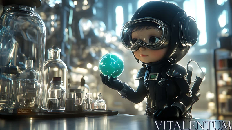 Futuristic Kid with Glowing Sphere