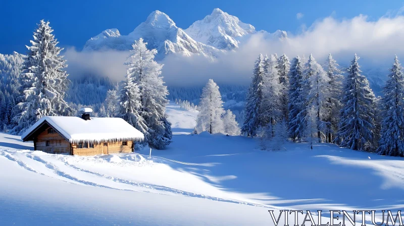 Winter Cabin Retreat in Snowy Mountains