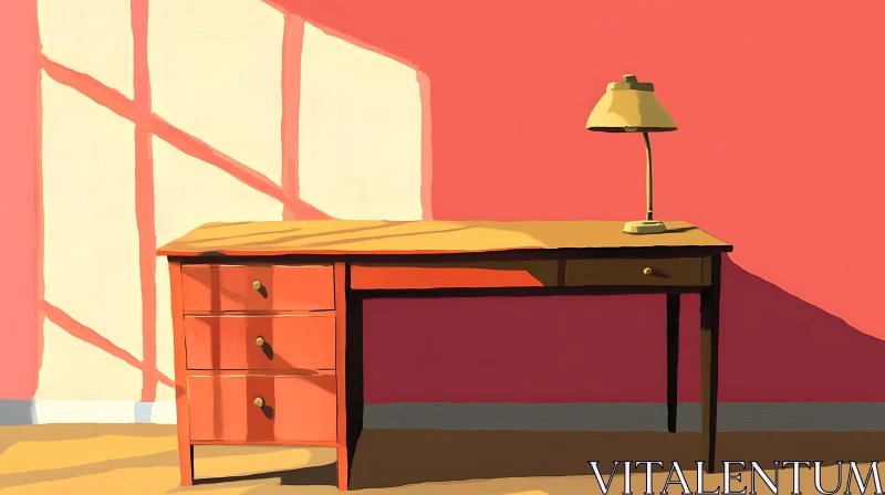 Desk with Lamp in Sunny Room