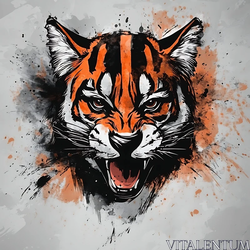 Tiger Illustration with Bold Colors
