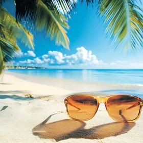 Sunglasses on Sandy Beach Paradise