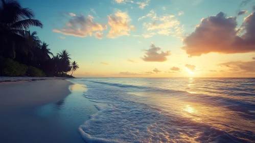 Peaceful Ocean Sunset Beach Scene