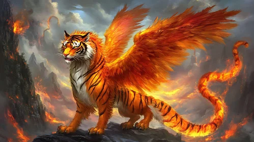 Fiery Feline: A Winged Tiger Portrait