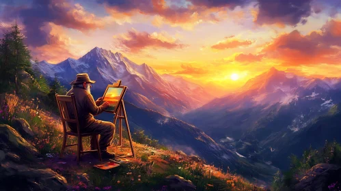 Mountain Sunset Painting