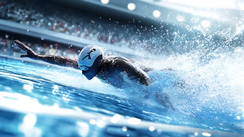 Athlete Swimming in Pool