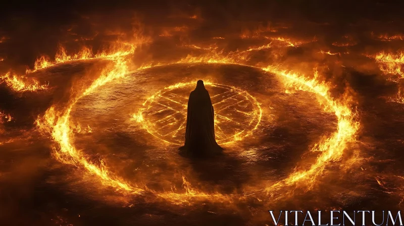 Enigmatic Silhouette Amidst Flames