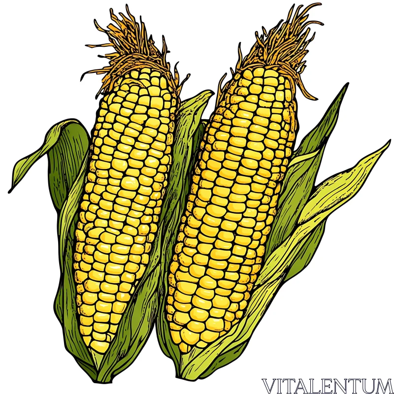 Two Ears of Corn Illustration