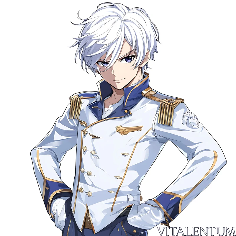 Anime Figure with White Hair in Elaborate Military Outfit