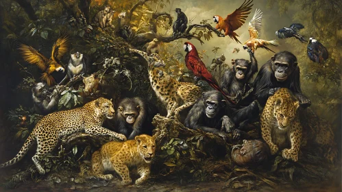 Exotic Animals in Jungle Habitat