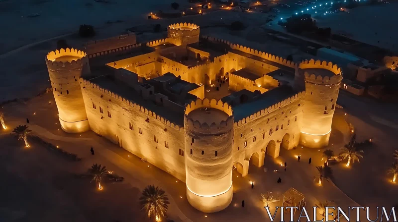 Enchanting Night View of Desert Fortress