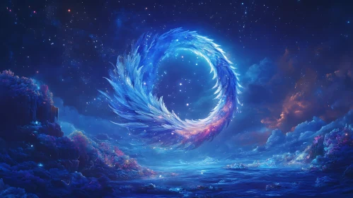 Celestial Feathered Circle Art