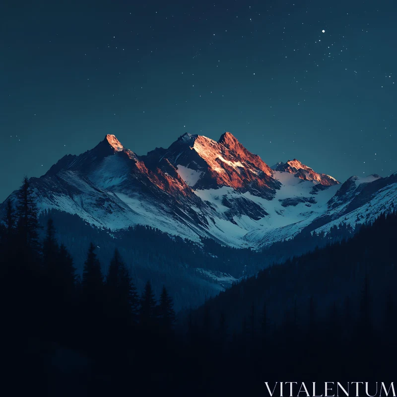 AI ART Mountains at Night