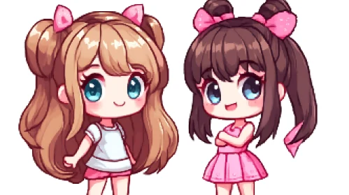 Adorable Anime Chibi Girls Illustration