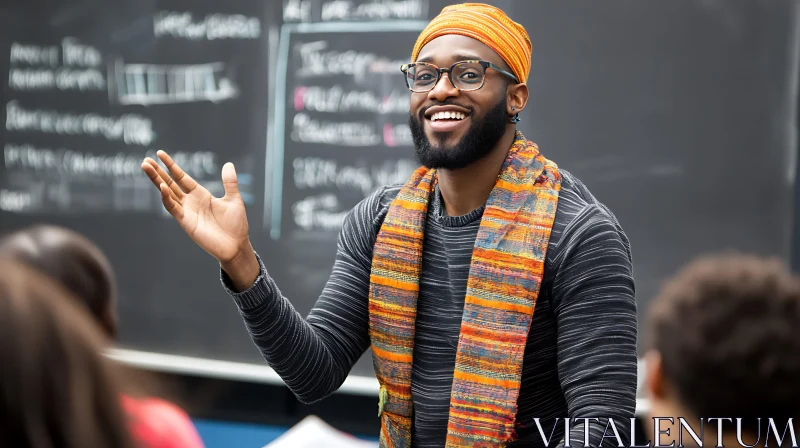 Smiling Man Giving Lecture