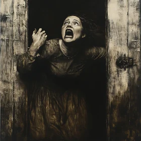 Monochrome Portrait of Fearful Woman