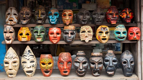 Collection of Traditional Carved Masks