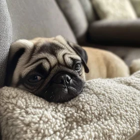 Content Pug Resting Indoors
