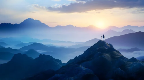 Mountain Peak Silhouette at Sunrise