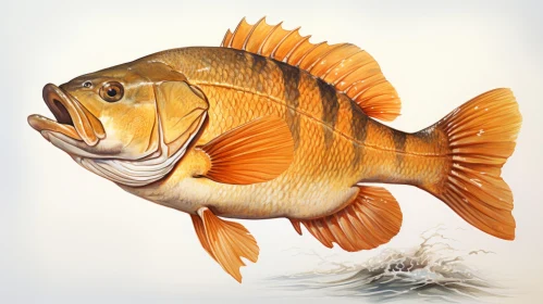 Largemouth Bass in Light Crimson and Gold - Precisionist Art